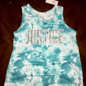 blue and white tank top